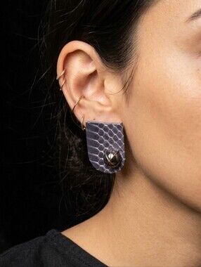 Real Python Leather Clip On Earrings Gray 2" Lightweight StatementWhy this works